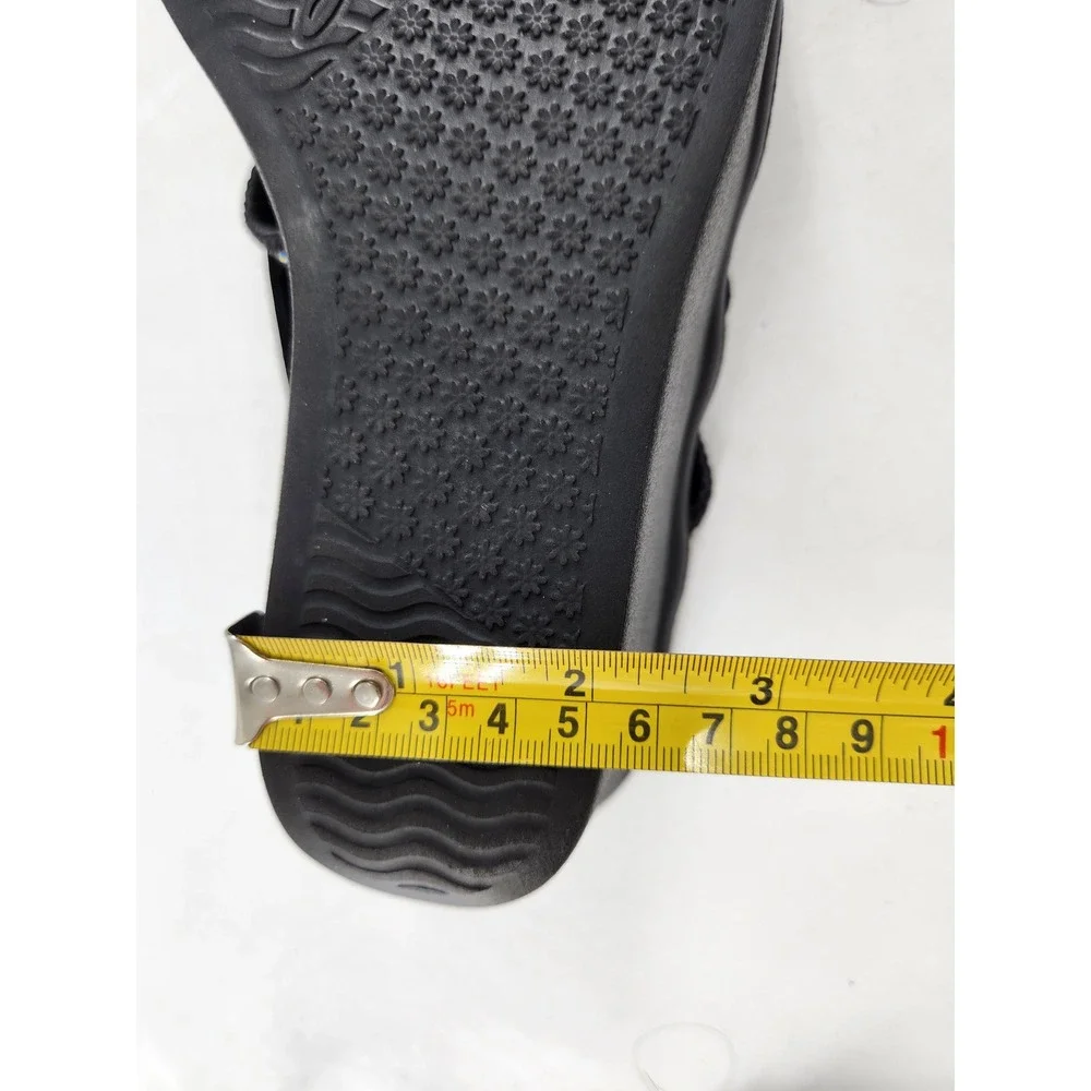 Skechers Cali Rumble On Classy Way Wedge Sandals Womens 7 Black Strappy Shimmer